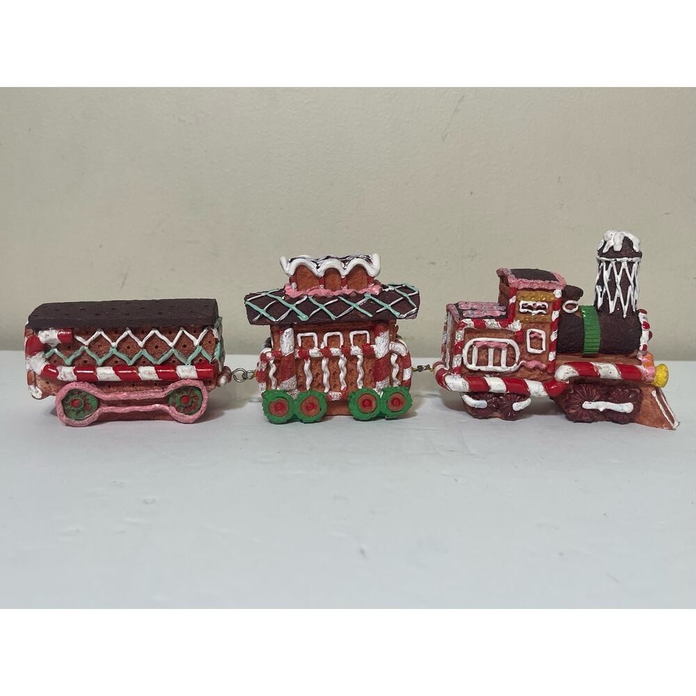 Vintage Candyland Village 3 Pcs train Set Christmas Decoration USED